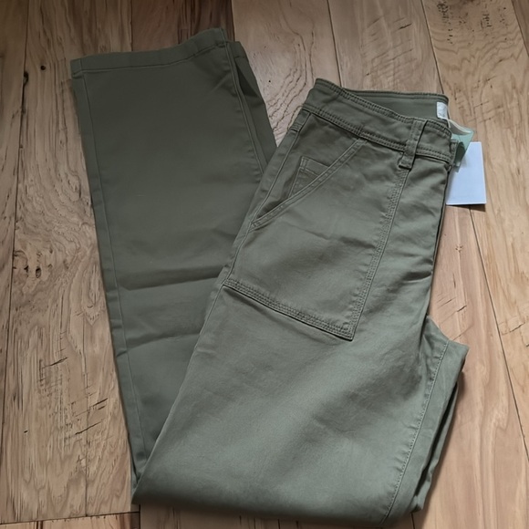 H&M olive green cargo high rise Sz 4 pants NWT - Picture 2 of 9